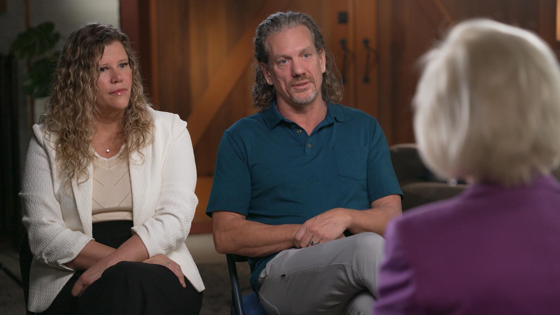 Ammon and Crystal Covino during a 60 Minutes interview